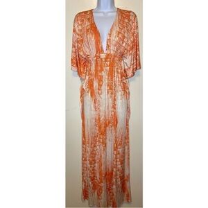 Misa Los Angeles Goddess kimono style maxi Orange dress, Size XS